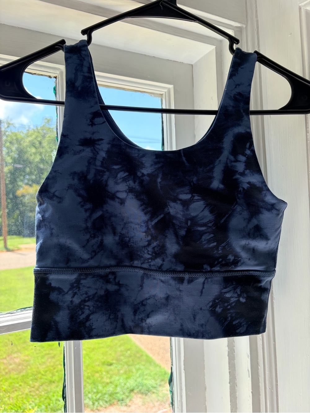 DYI Smoke-Print Racerback Crop Bra - Navy/Black